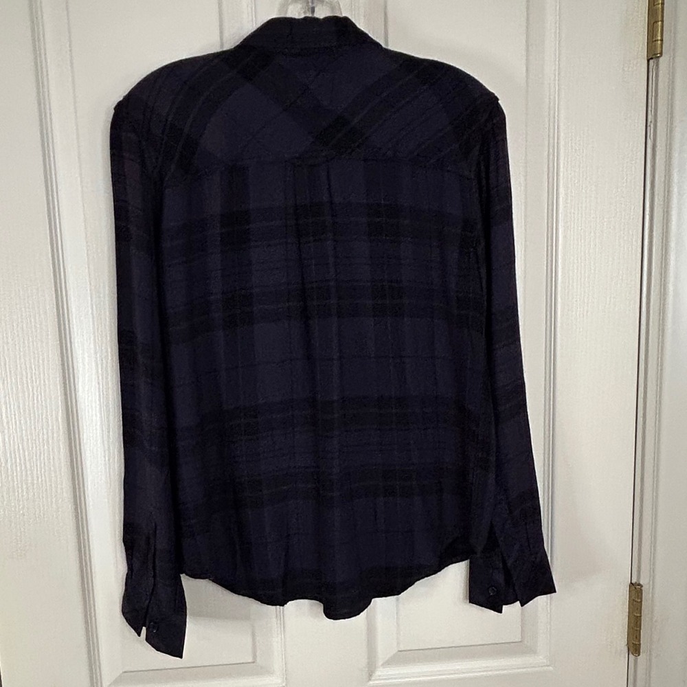 Rails XS Black Plaid Button Down Shirt Long‎ Sleeve LA 14 Patches - Picture 12 of 13